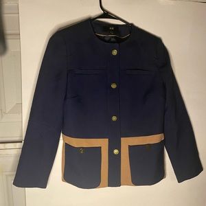 Navy blue blazer jacket.